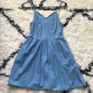 Cute Denim mini dress pockets Small